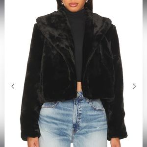 Blank NYC black cropped faux fur jacket